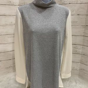 LOFT Grey Mixed Media Mock Turtleneck Sz S